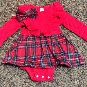 💥4/$20💥 Baby Girl Red Plaid Baby Romper with Bow